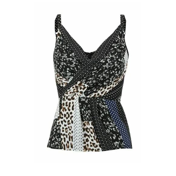 CAbi Womens Crossover Cami 3787 Mixed Print tank top blouse 6 - Picture 1 of 8